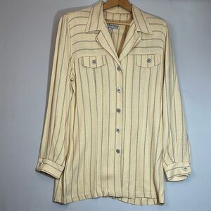 Ultra Dress Vintage Womens Size 10 Striped Button Up Shirt Blouse Top Textured